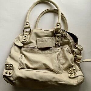 Linea Pelle Collection - Leather Bag with outside Pockets & Gold color Hardware